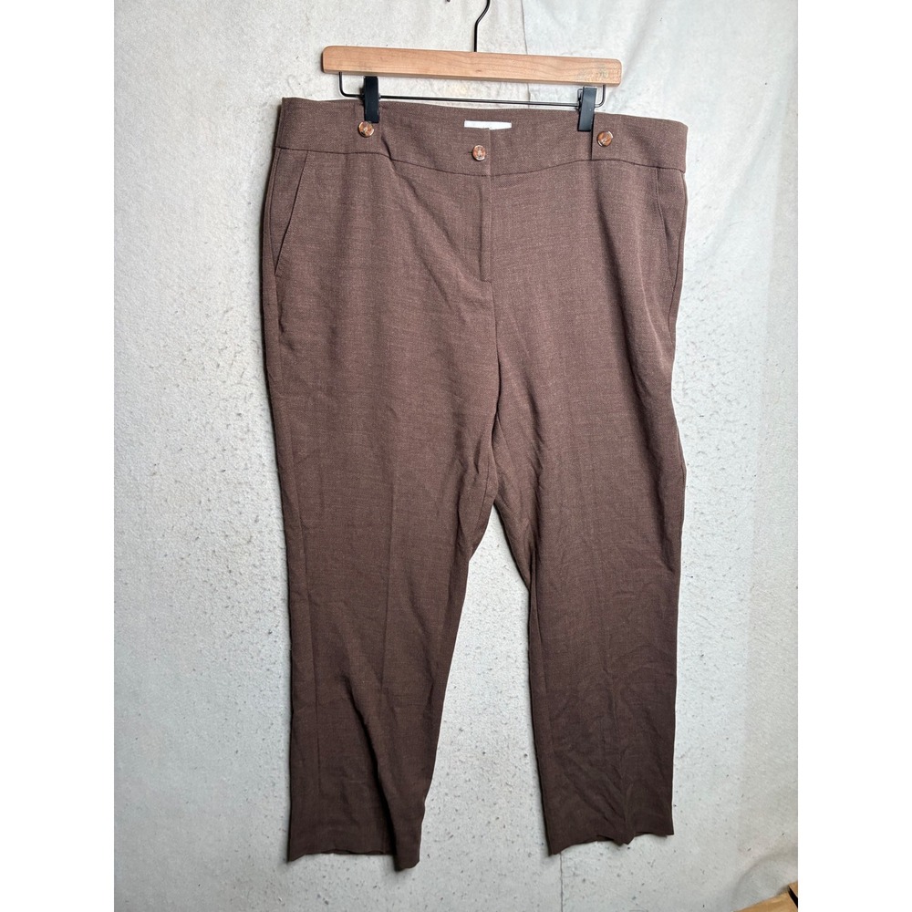 CJ Banks Womens Brown Textured Dress Pants Straight Leg Size 16W NWT V000002095